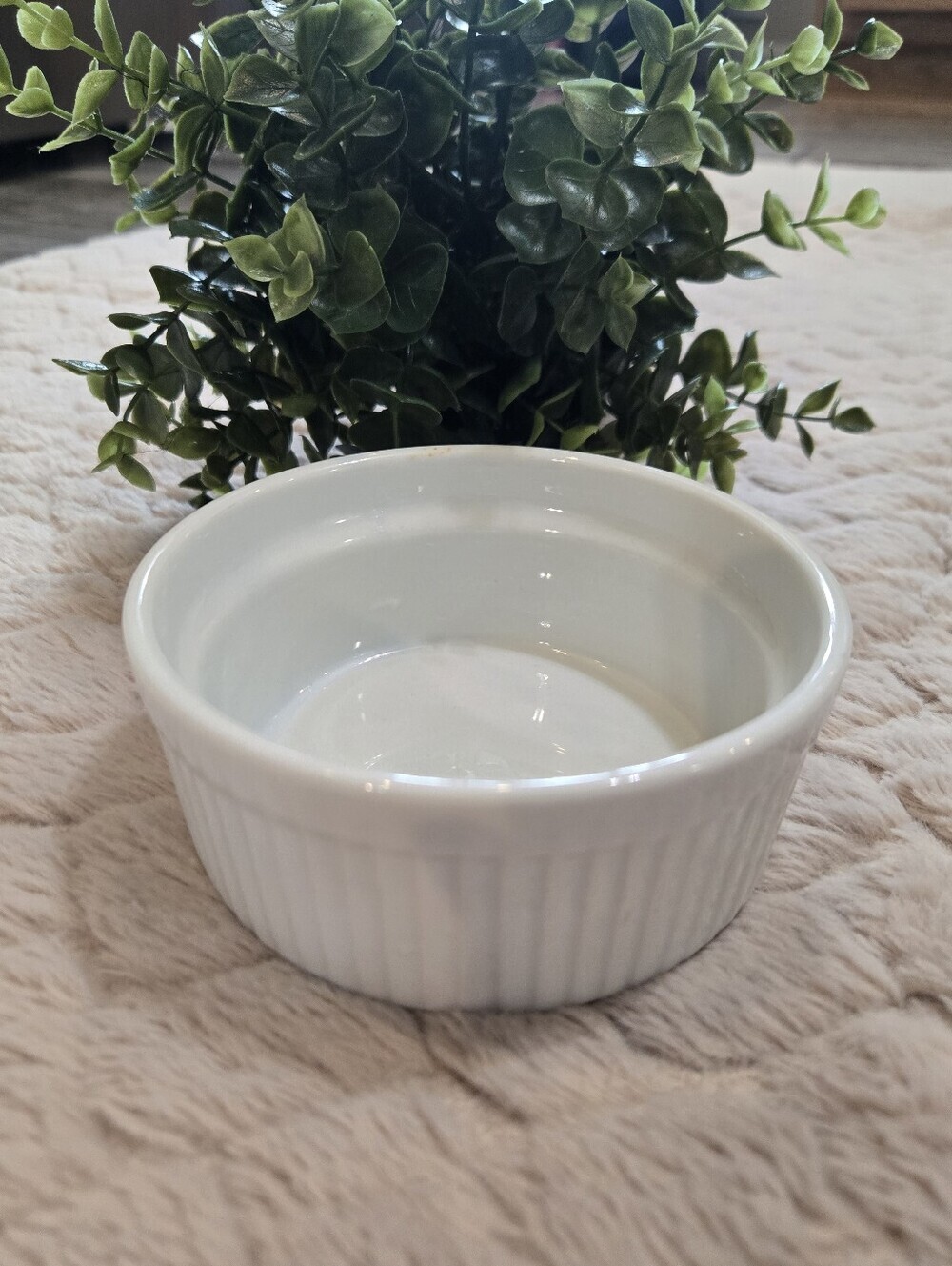 Cordon Bleu White Ribbed Round Porcelain Ramekin